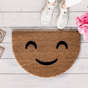 Funny doormat, half-round doormat, smiley doormat, housewarming gift, coconut doormat, round doormat