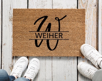 Gepersonaliseerde deurmat, housewarming cadeau, huwelijkscadeau deurmat, deurmat, deurmat, kokosnoot deurmat, housewarming cadeau