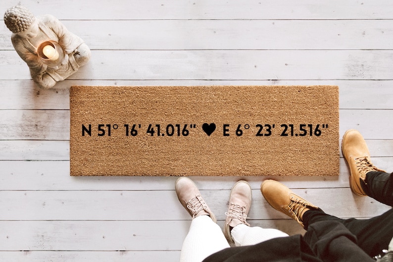 Doormat coordinates, doormat personalized, doormat, wedding gift, door mat, wedding gift image 1