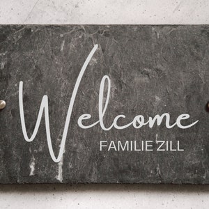 Namensschild Haustür, Türschild Schiefer, Geschenk zum Einzug Haus, Hausschild, Klingelschild Schiefer, Einzugsgeschenk