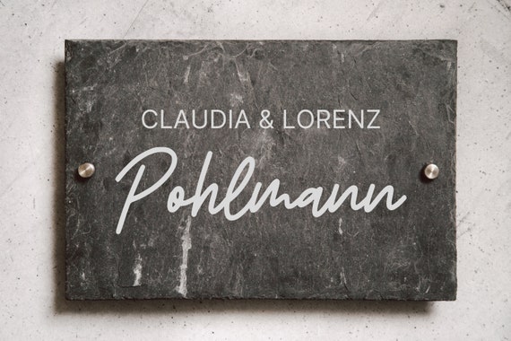 Personalisierbares Türschild Aus Schiefer Mit Pusteblumen-Motiv - 20x30 Cm, Graviert Mit Familiennamen, Für Außenbereich, Geschenk Zum Einzug