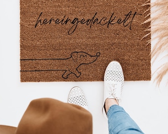 Dackel Geschenk, Hereingedackelt, Dackel, Fußmatte, Dackel Fussmatte, Dachshund, Fussmatte lustig, Türmatte