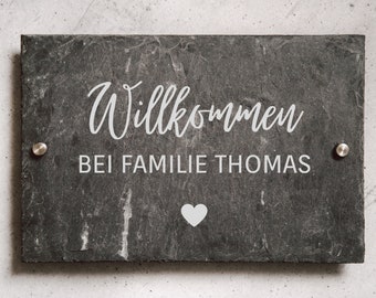 Schild Familie, Türschild, Schiefertafel Beschriftung, Türschild personalisiert, Einzugsgeschenk, Deko Haustür