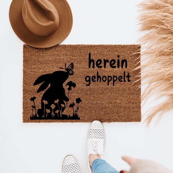 Fussmatte Hase, Ostern Deko Haustür, Fußmatte Ostern, Fußmatte Frühling, Frühling Deko, Fußmatte Kaninchen, Ostertürdeko