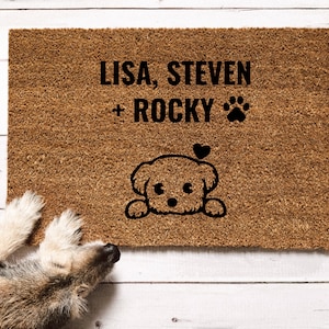 Personalisierte Fußmatte Hund Katze - Willkommen Familien und Haustier  Namen