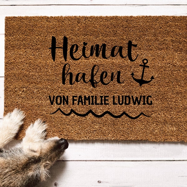 Fußmatte Heimathafen, Heimathafen Fußmatte, Fußmatte personalisiert, Türmatte, Fußmatte Anker