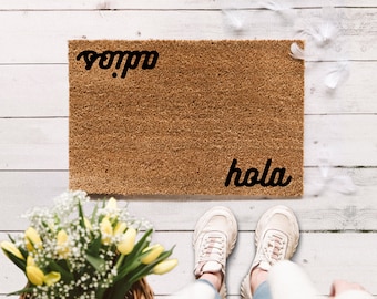 Doormat Hola, Hola door mat, coconut mat, Hola Adios, doormat saying, door mat, dirt trapping mat