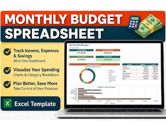 Monthly Budget Spreadsheet | Household Finance Tracker (Excel Template)