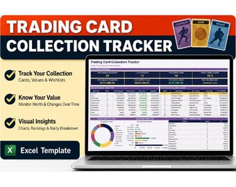 Trading Card Collection Tracker | Pokemon Yu-Gi-Oh MTG Sports Cards | Card Value & Inventory Spreadsheet Excel Google Sheets Download