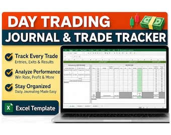 Day Trading Journal Spreadsheet | Stock Trade Tracker, Profit, ROI (Digital Download)