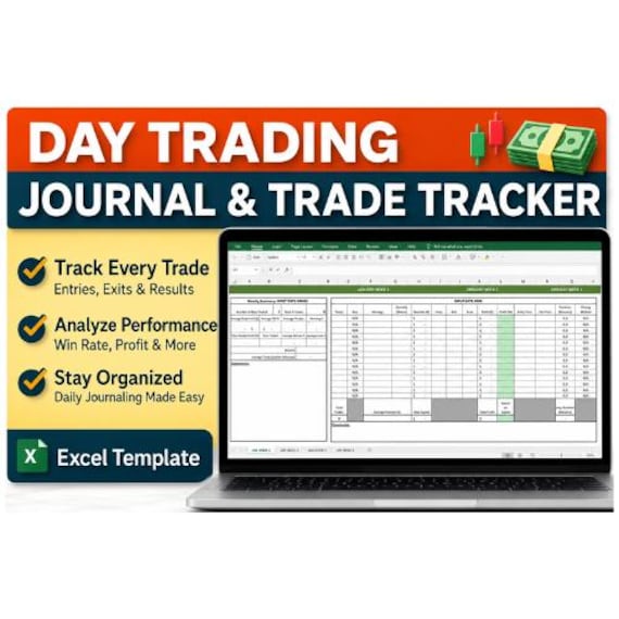 Day Trading Journal Spreadsheet | Stock Trade Tracker, Profit, ROI (Digital Download)