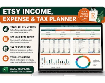 Etsy Seller Income, Expense & Tax Planner | Sales Tracker (Excel/Sheets)