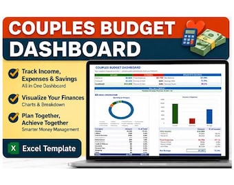 Couples Budget Dashboard | Joint Income, Expenses, Savings Tracker (Excel Template)