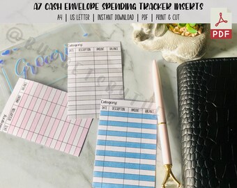 A7 EXPENSE TRACKERS Cash Envelopes INSERTS, Cash Envelope Tracker, Budget Tracker, Spending Tracker, Money Tracker, Dave Ramsey, Budgeting