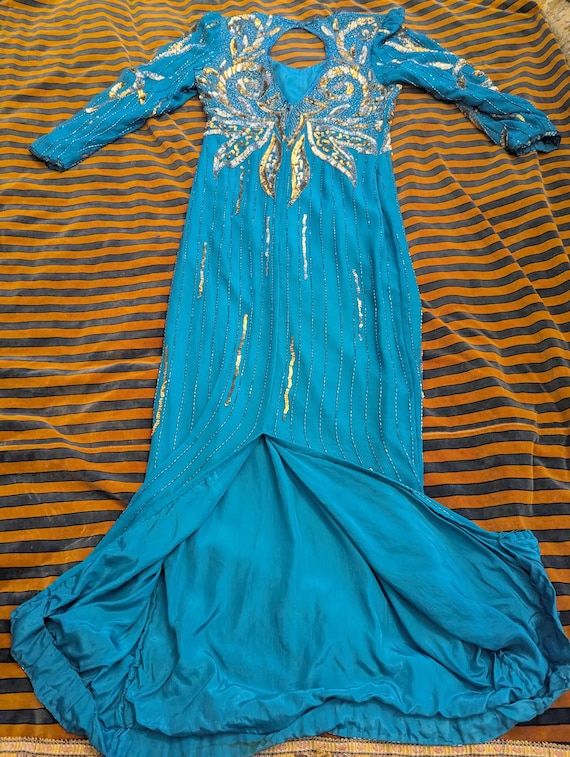 turquoise dress with gold sequins Crystal Sequin Corset Maxi Dress Turquoise