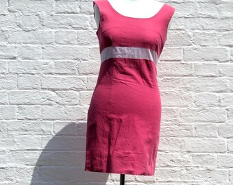 1980s Pink Colour Block Mini Dress | UK 8 - 10