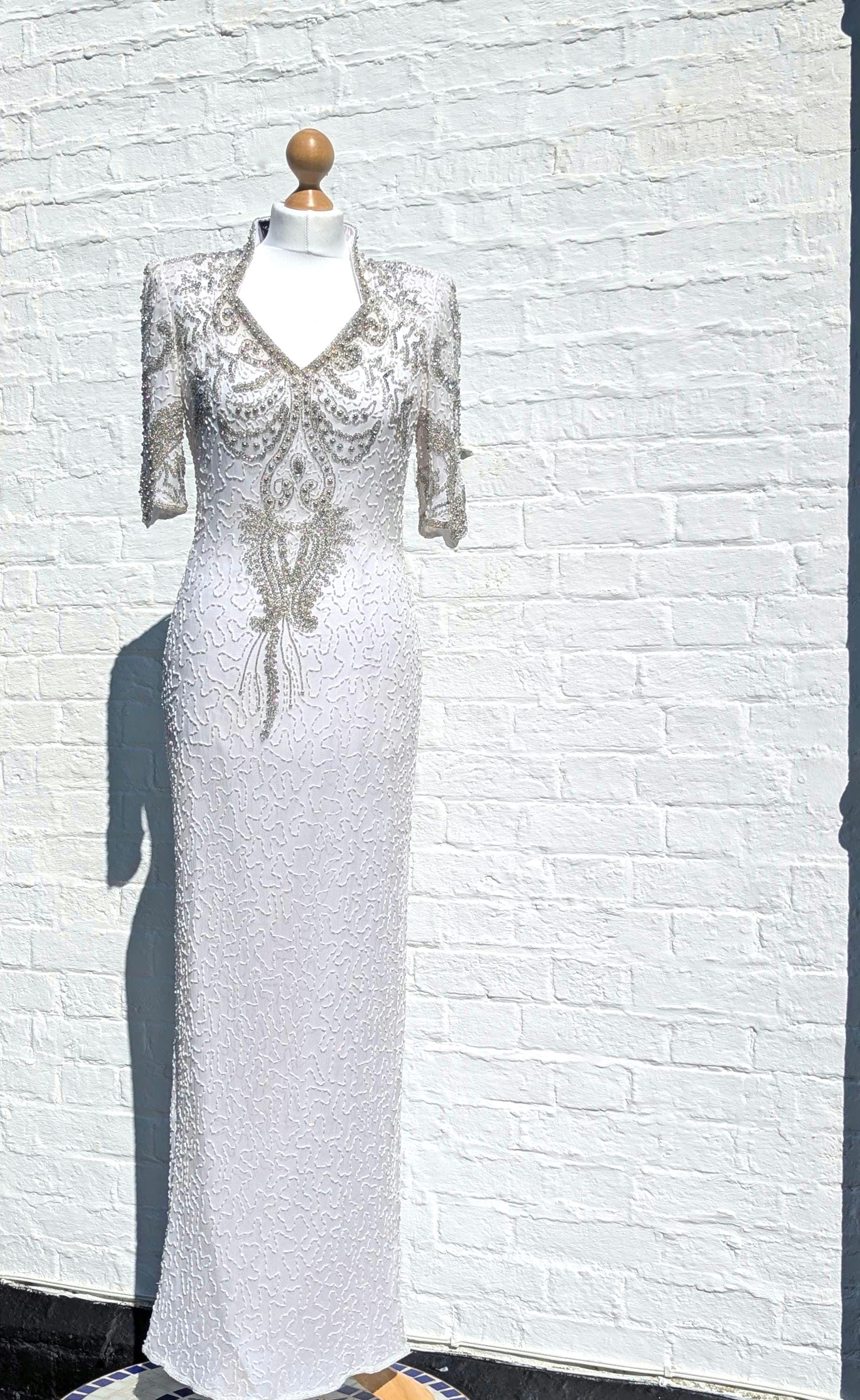 Vintage Beaded Silk Maxi Dress