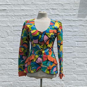 veste Mod psychédélique vintage des années 1960 | Blazer fait main | Impression pop art