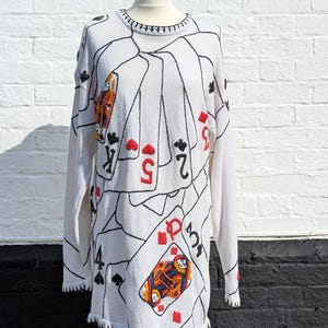 Maglione vintage "House of Cards" - Maglione lungo / Abito in maglia / Casual / Divertente / Ideale per una corporatura piccola e media nel Regno Unito