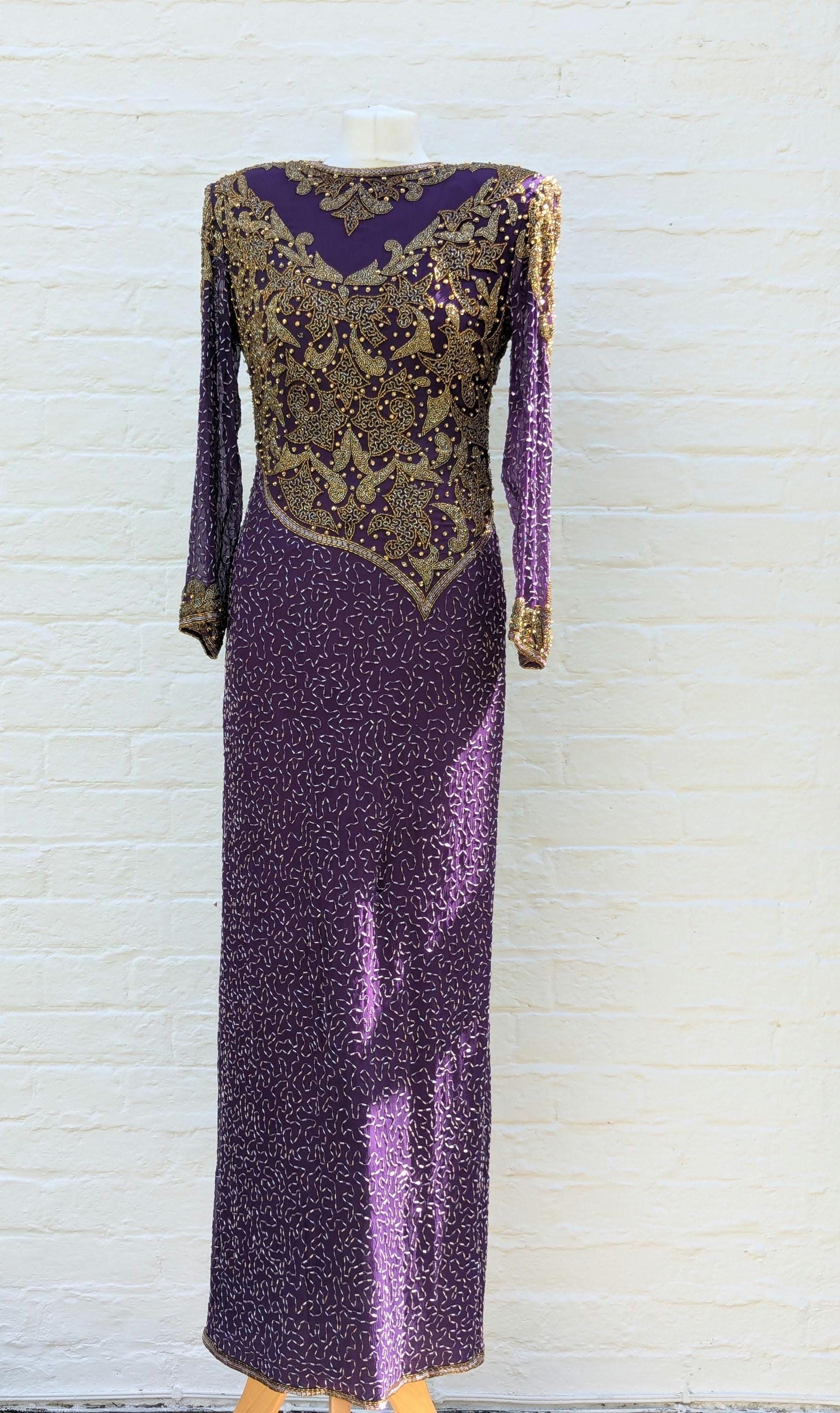 vintage beaded maxi dress Silk Beaded Ruffle Hem Maxi Dress – The Vintage Twin