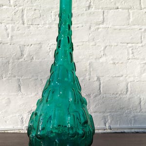 Emerald Green Empoli Bottle |Mid Century Textured Glass