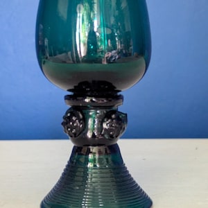 Vintage Teal Roemer Wine Goblet With Raspberry Prunts | Bristol Green Glass | Historic Tableware