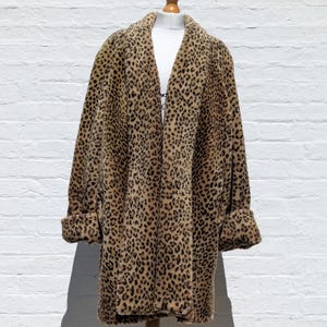 Vintage Preston & York Leopardenmuster Kunstpelz Mantel | Größe 3X | Glamouröser übergroßer Statement-Mantel