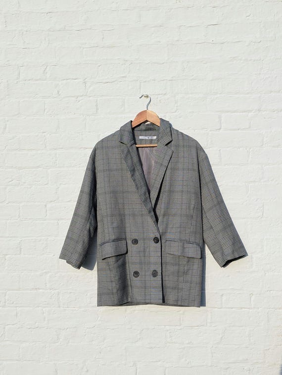 Vintage Prince of Wales Check Blazer – Double-breasted Tailored 