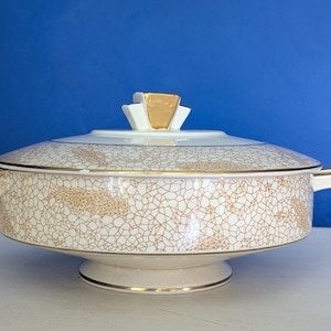 Extremely Rare Antique Art Deco Tureen – Furnivals (c. 1919/1920) – Gold Gilded, Elegant Design