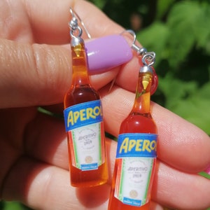 Aperol earrings. Aperol spritz earrings. Aperitivo bottle earrings. image 1