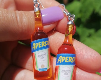 Aperol earrings. Aperol spritz earrings. Aperitivo bottle earrings.