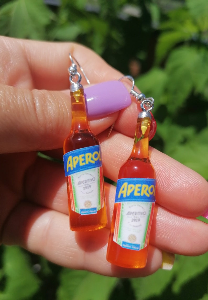 Aperol earrings. Aperol spritz earrings. Aperitivo bottle earrings. image 1