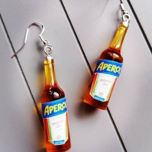 Aperol earrings. Aperol spritz earrings. Aperitivo bottle earrings. image 2