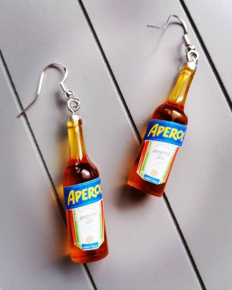 Aperol earrings. Aperol spritz earrings. Aperitivo bottle earrings. image 2