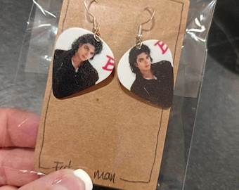 Michael Jackson earrings. Michael Jackson plectrum earrings. King of pop earrings. Thriller. Bad. Off the wall. Dangerous. MJ. MJ earrings.