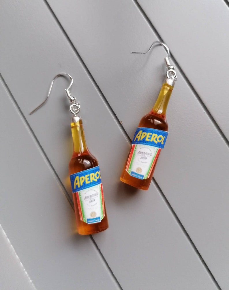 Aperol earrings. Aperol spritz earrings. Aperitivo bottle earrings. image 3