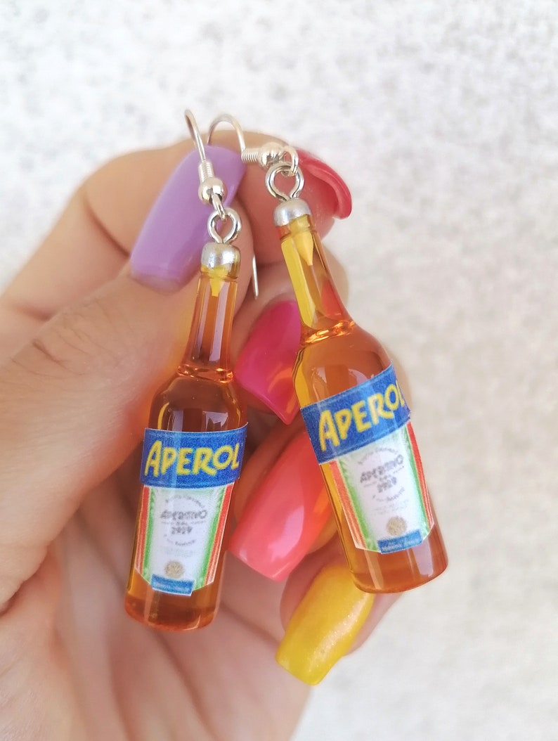 Aperol earrings. Aperol spritz earrings. Aperitivo bottle earrings. image 5