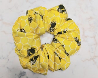 Honeybee/honeycomb scrunchie. Bees. Honey scrunchie