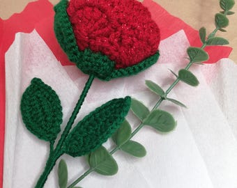 Crochet Red Rose. Forever flower. handmade rose. Roses. Valentines day