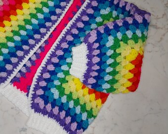 Kids Crochet rainbow cardigan.  Handmade rainbow top