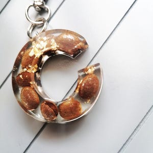 Coffee Bean initial keyring. Coffee Bean initial Bag Charm.
