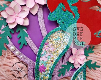 mermaid shaker cutting files svg/dxf/png/pdf