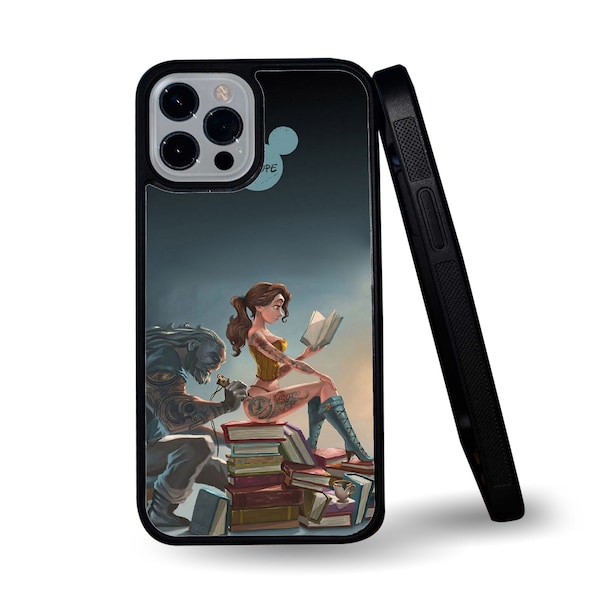 La Bella y la Bestia Tatuadora Elegante Funda de Goma Snapback para Teléfono para iPhone y Samsung - Regalo