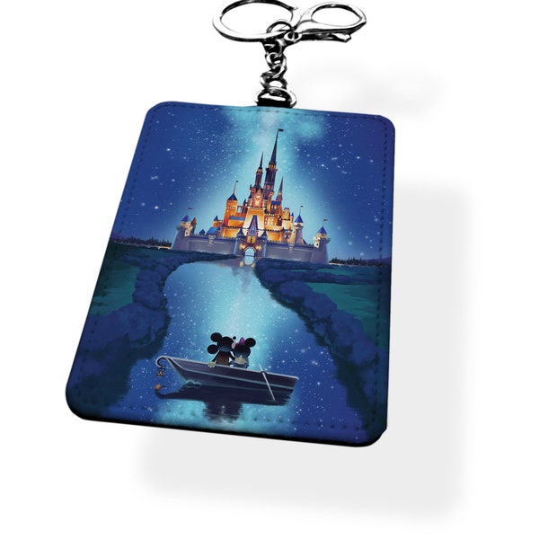 Mickey Minnie Boating Cinderella Castle Synthetic Leather USB stick Key ring tag Bank Generic Card Holder Decor Dec