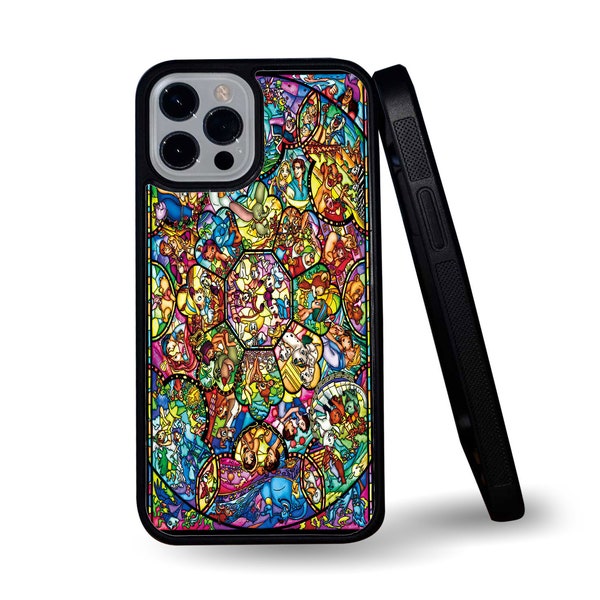 Disney Fairy Tales Stained Glass Stylish Snapback Rubber Phone Cover for iPhone & - Gift