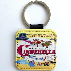 Cinderella Classic Poster Walt Disney Nostalgia Synthetic Leather Key ring tag Decor Dec