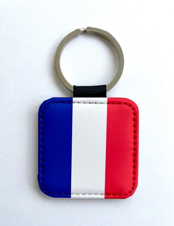 Porte-clés en cuir synthétique, drapeau de la France, république française,  Paris, décor, décembre -  France