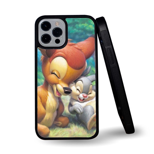 Bambi und Klopfer Liebe Cartoon Comic Disney Stilvolle Hysteresen-Gummi-Telefon-Abdeckung für iPhone & Samsung - Geschenk