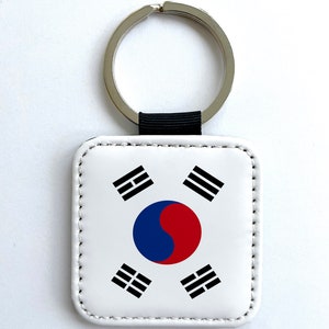 Flag Of South Korea Taegukki Seoul Synthetic Leather Key ring tag Decor Dec