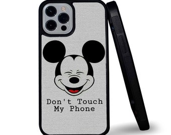 Micky Maus Don't Touch My Phone Cartoon Spaß Stilvolle Snapback Rubber Handyhülle für iPhone & Samsung - Geschenk